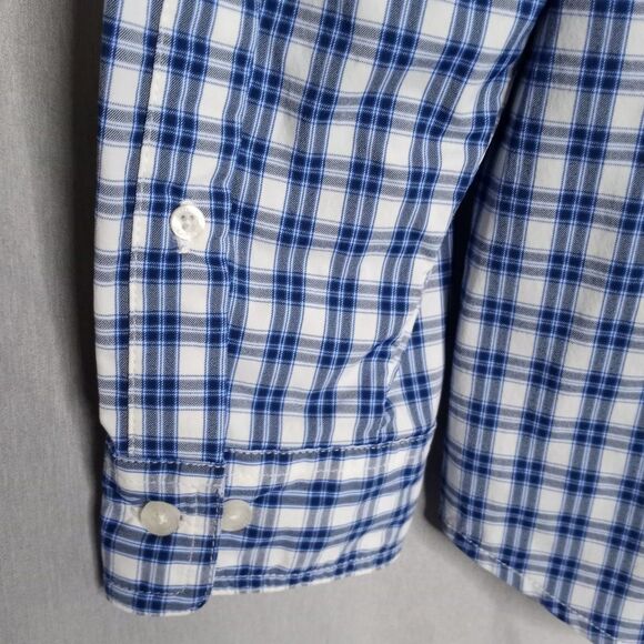 L.L. Bean Men's Slightly Fitted Blue/White Plaid Long Sleeve Button Shirt Size L - Picture 6 of 8
